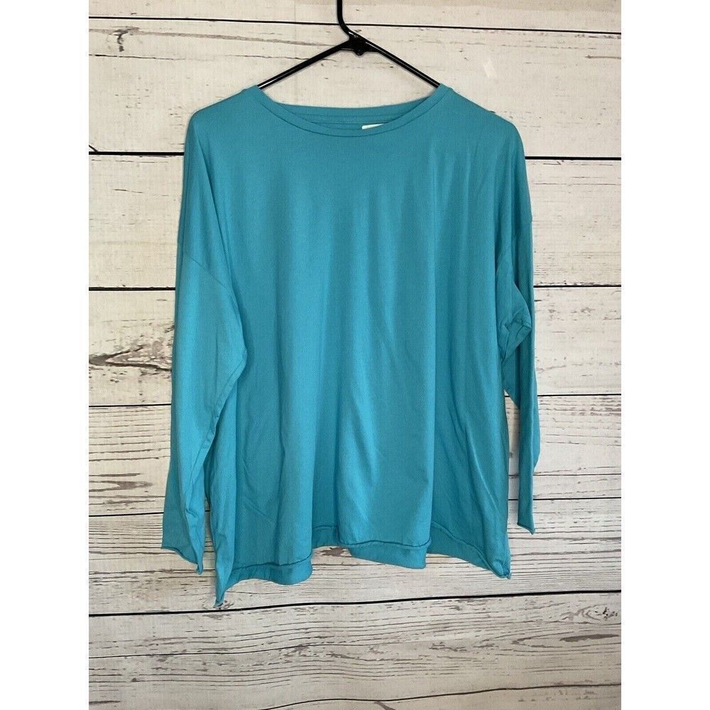 Planet by Lauren G Lagenlook Long Sleeve T-Shirt Women One Size Blue